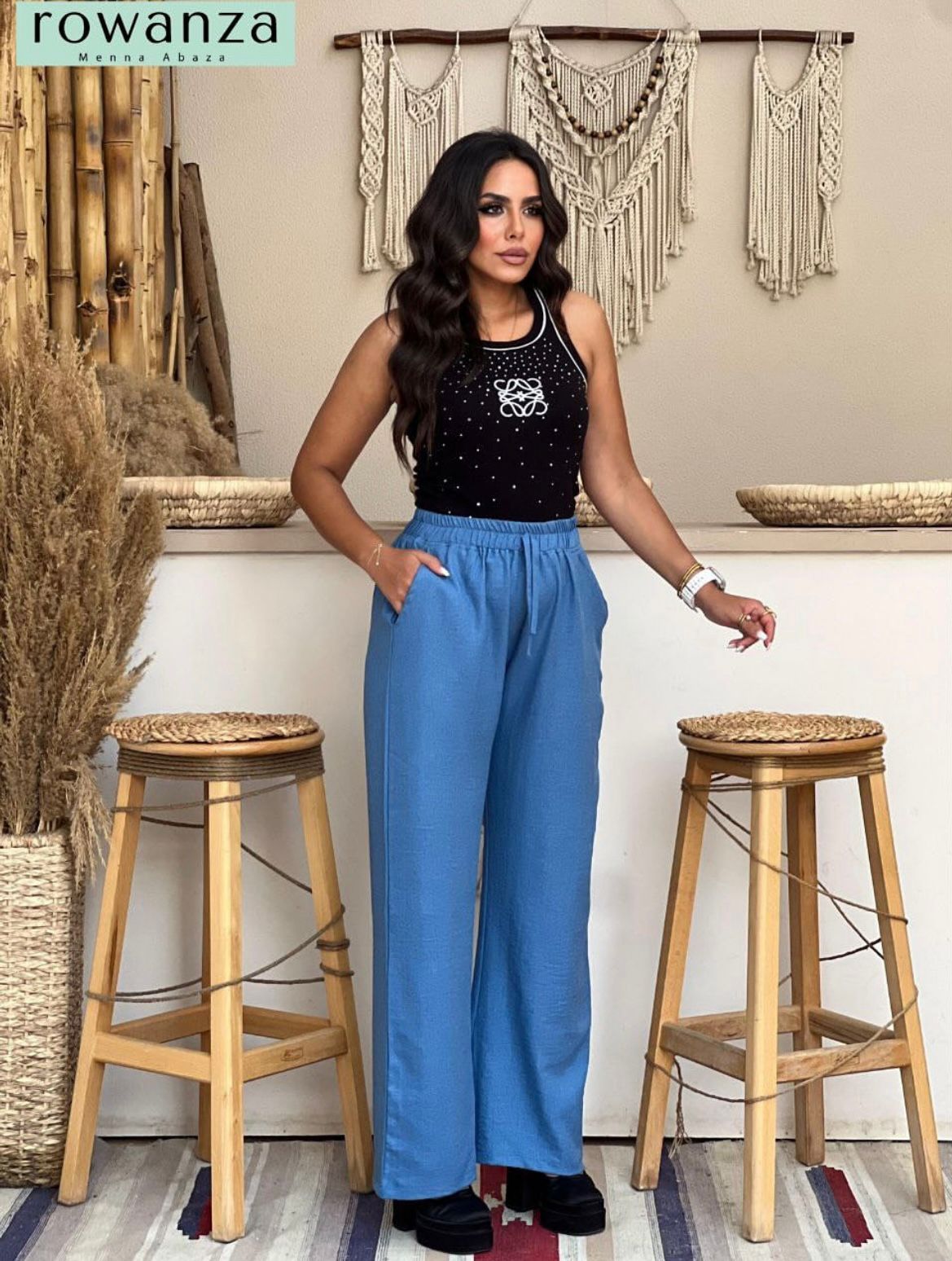 Rowanza Wide-Leg Linen Pants